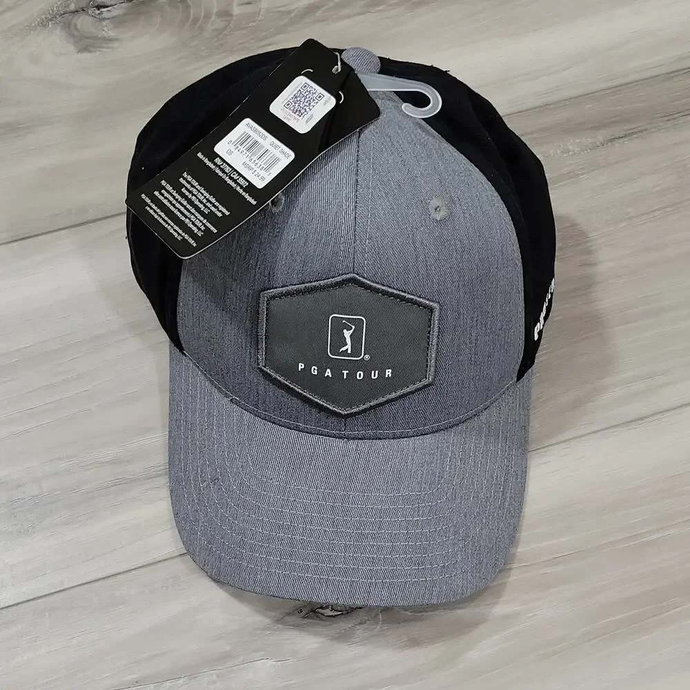PGA Tour Hat Cap Quiet Shade Snapback One Size Gray Black OS